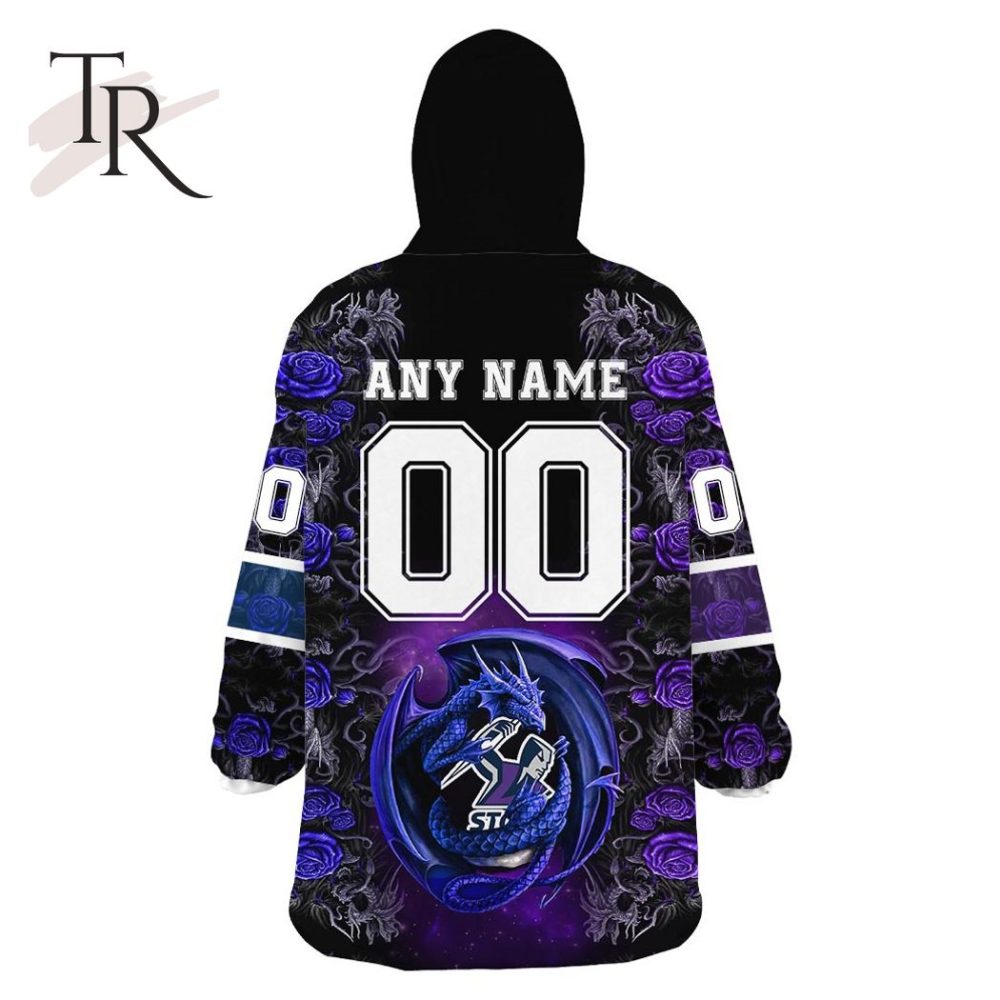 Custom Name And Number Nrl Melbourne Storm Rose Dragon Oodie Blanket Hoodie - Image 5
