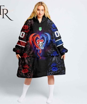 Custom Name And Number Nrl Newcastle Knights Rose Dragon Oodie Blanket Hoodie