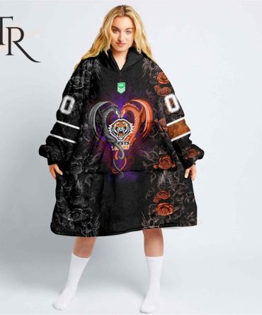 Custom Name And Number Nrl Wests Tigers Rose Dragon Oodie Blanket Hoodie