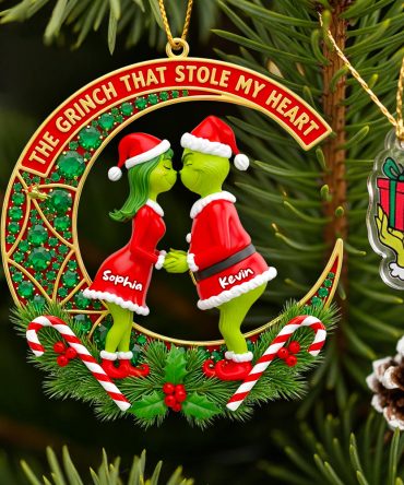 The Grinch That Stole My Heart - Personalized Green Couple Christmas Ornament