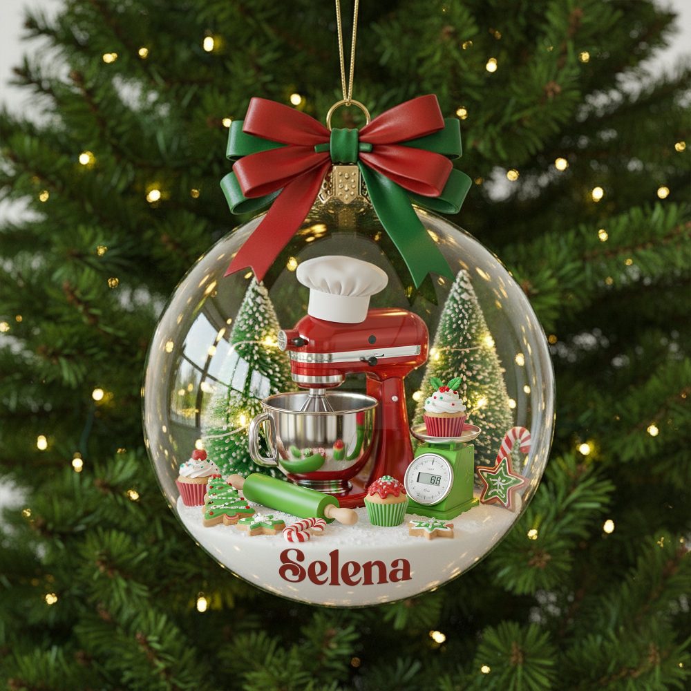 “Bake Joy This Christmas!” – Personalized Stand Mixer Ornament – Gift For Bakers And Cooking Enthusiasts - Image 2