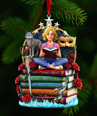 Embrace Your Literary World - Fantasy Reading Christmas Ornament - Personalized Gift For Book Lovers