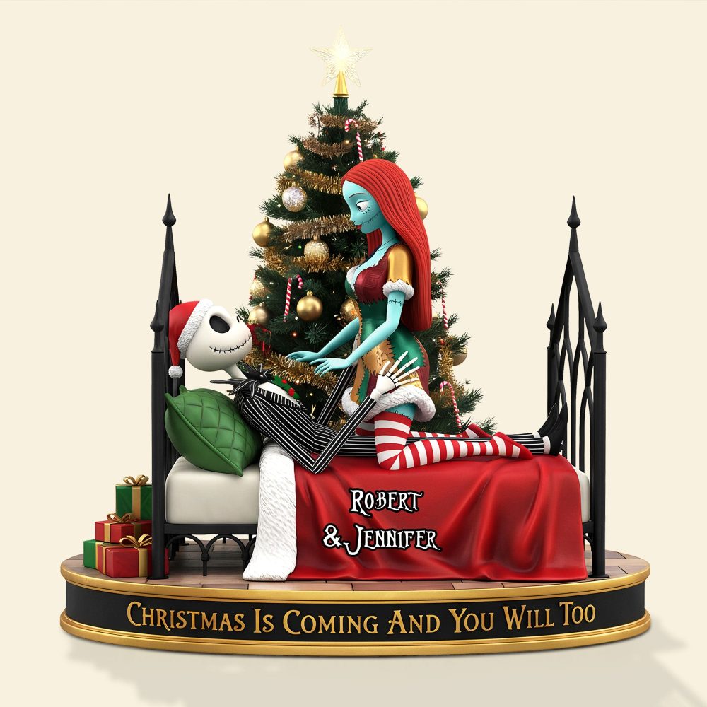 Christmas Is Coming And You Will Too - Playful Spooky Couple Ornament - Personalized Gift For Couples - Image 3