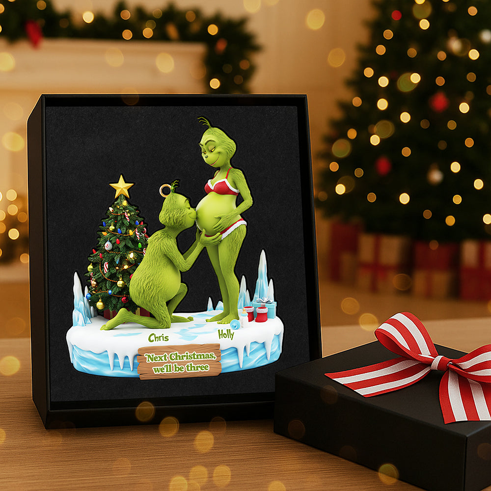 Next Christmas, We'Ll Be Three - Personalized Pregnant Couple Acrylic Ornament - Image 3