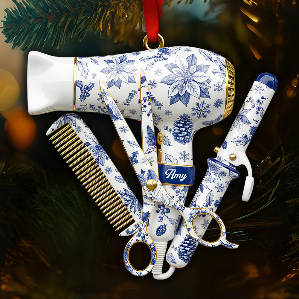 Celebrate Your Passion: Hairstylist Toile De Jouy Ornament - Personalized Christmas Gift - Image 2