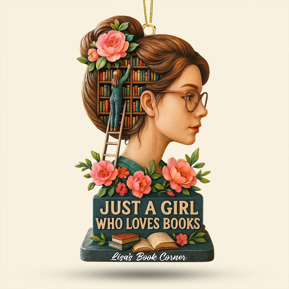 Just A Girl Who Loves Books Ornament - Personalized Gift For Book Lovers - Image 4