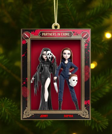 Partners In Crime - Horror Dolls Personalized Christmas Ornament - Custom Gift For Best Friends, Horror Enthusiasts, And Collectors