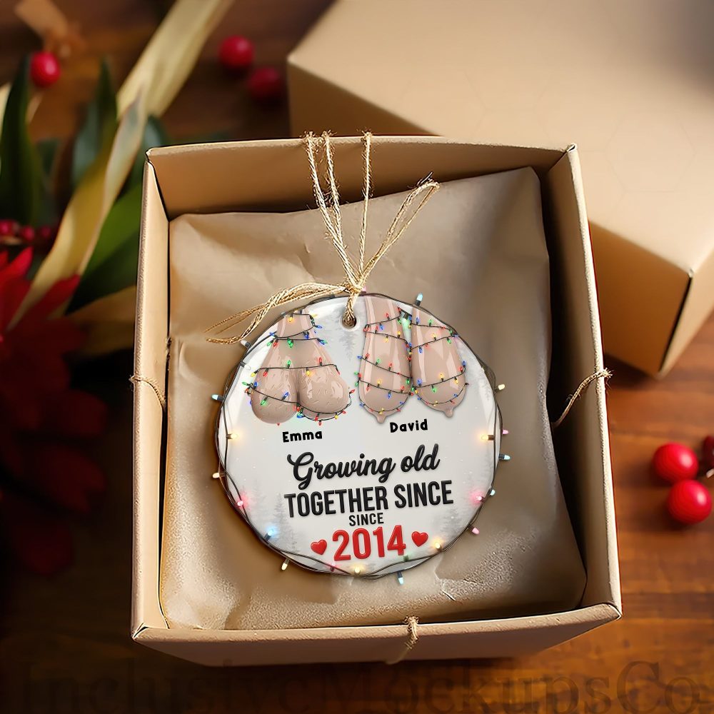 Growing Old Together Since 2014 - Funny Old Couple Christmas Ornament - Personalized Gift For Couples - Image 4