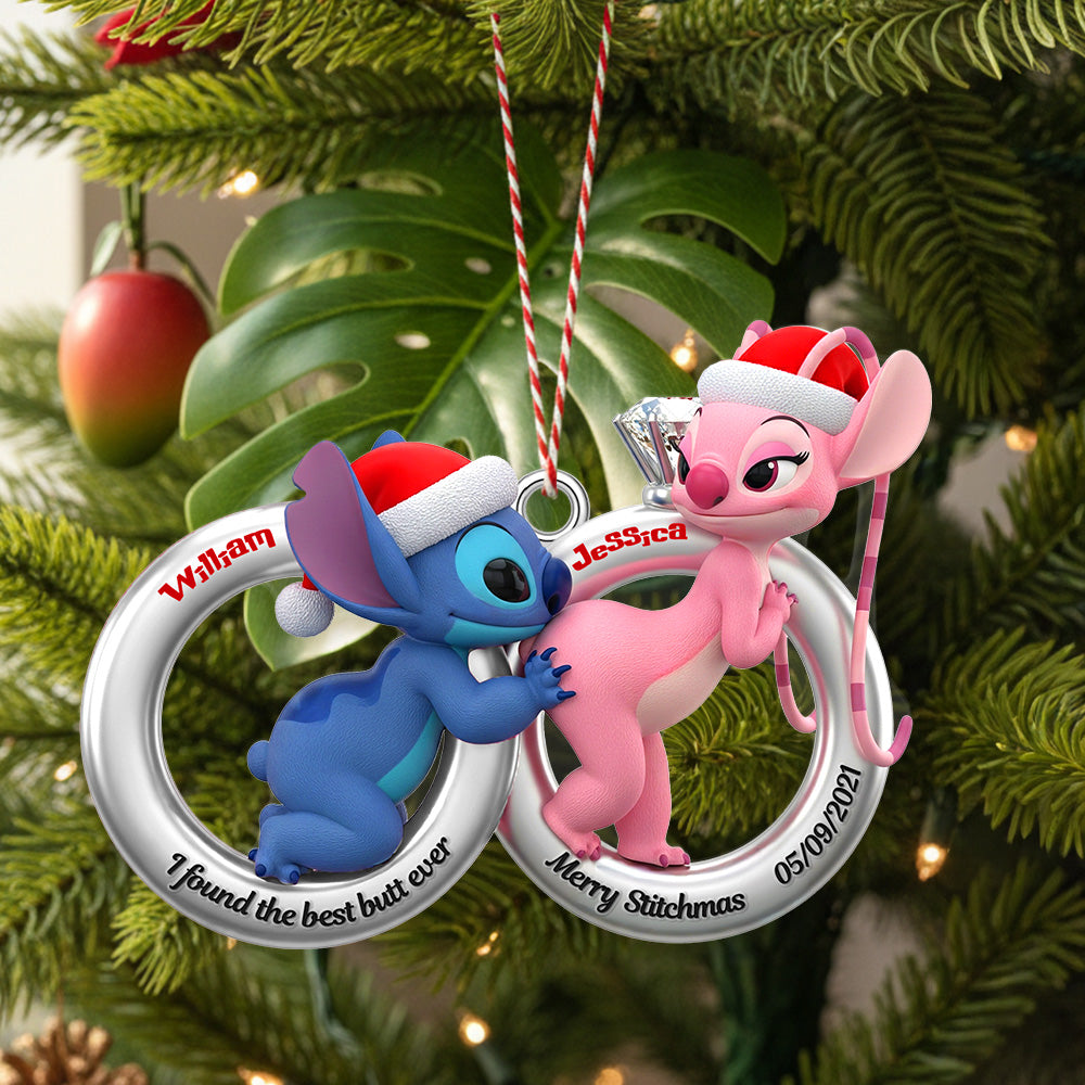I Found The Best Butt Ever - Personalized Alien Couple Christmas Ornament