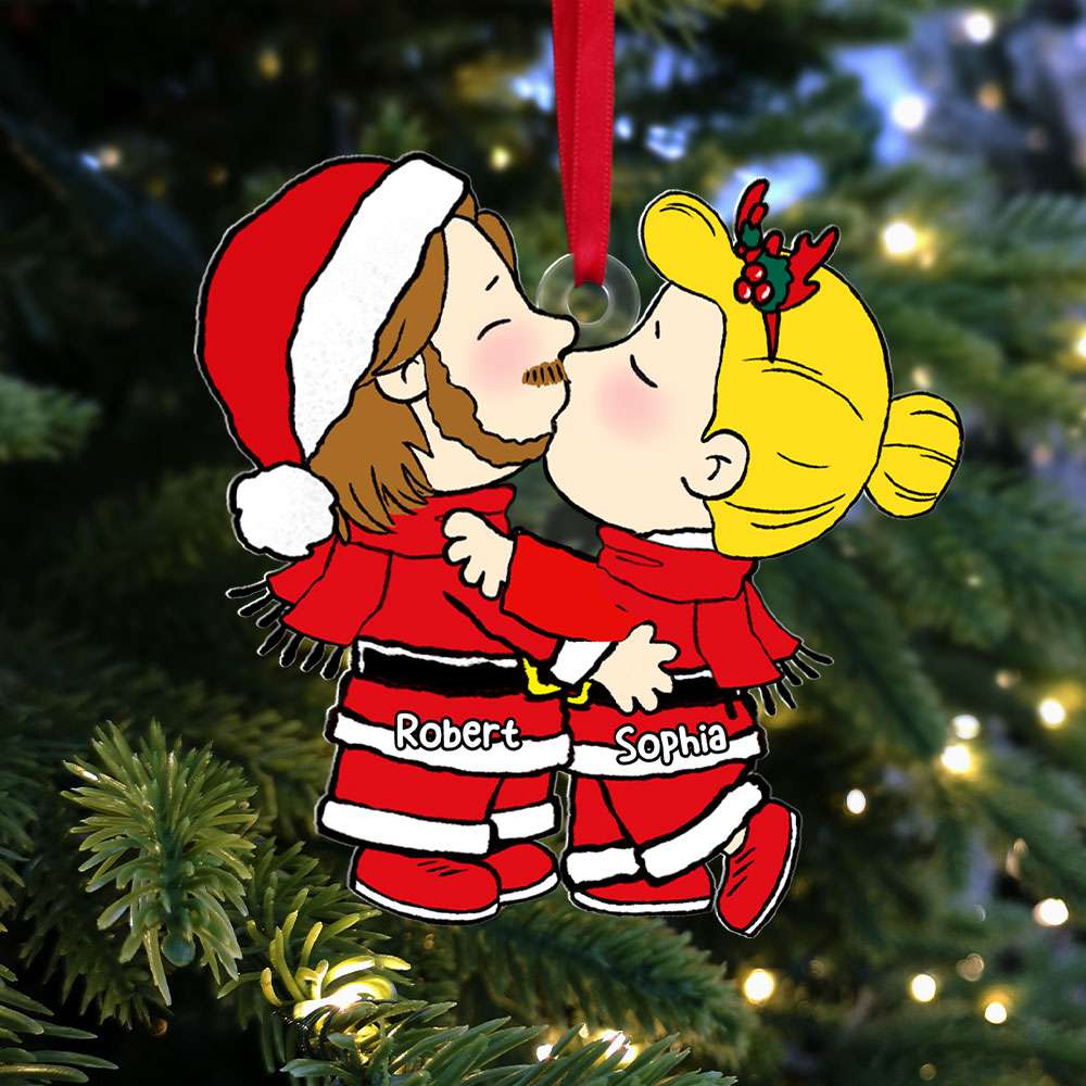 Love, Joy & Togetherness - Personalized Santa Claus Couple Ornament - Image 9