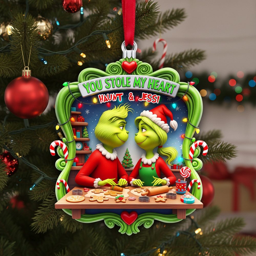 You Stole My Heart - Personalized Christmas Acrylic Ornament For Couples - Image 4