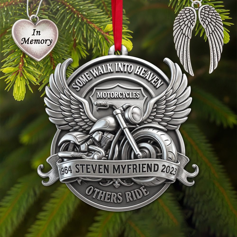 Some Walk Into Heaven Ornament - Personalized Gift For Motorcycle Lovers - Image 3