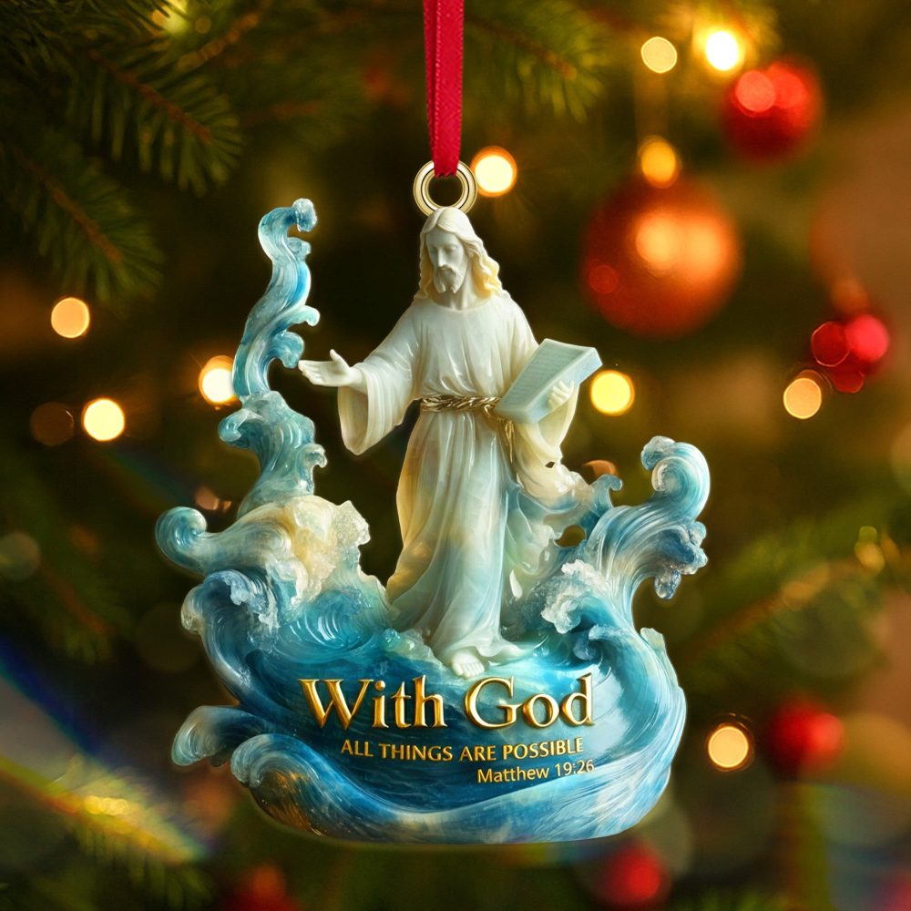 With God, All Things Are Possible - Personalized Acrylic Ornament For Christmas - Image 3