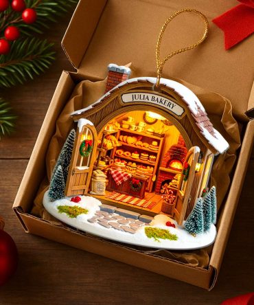Bake The World Happy: Personalized Bakery House Christmas Ornament - Custom Gift For Bakers And Baking Enthusiasts