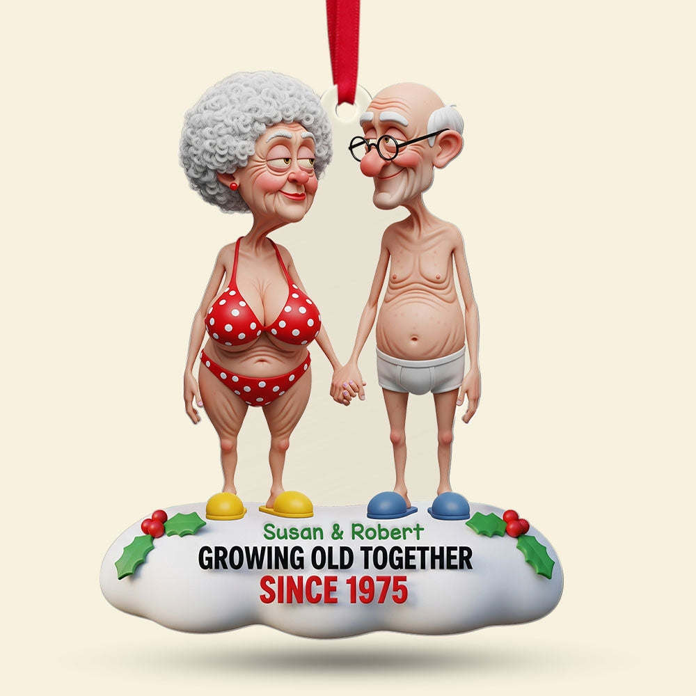 Growing Old Together – Funny Old Couple Ornament – Personalized Gift For Couples - Image 3