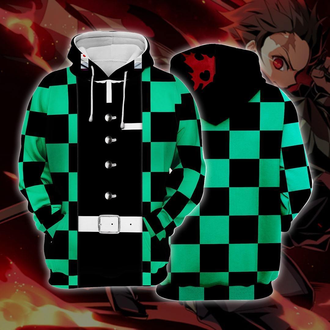 Demon Slayer Hoodie Tanjiro Kamado Green Costume Hoodie Kimetsu No Yaiba Hoodie Demon Slayer - Image 2