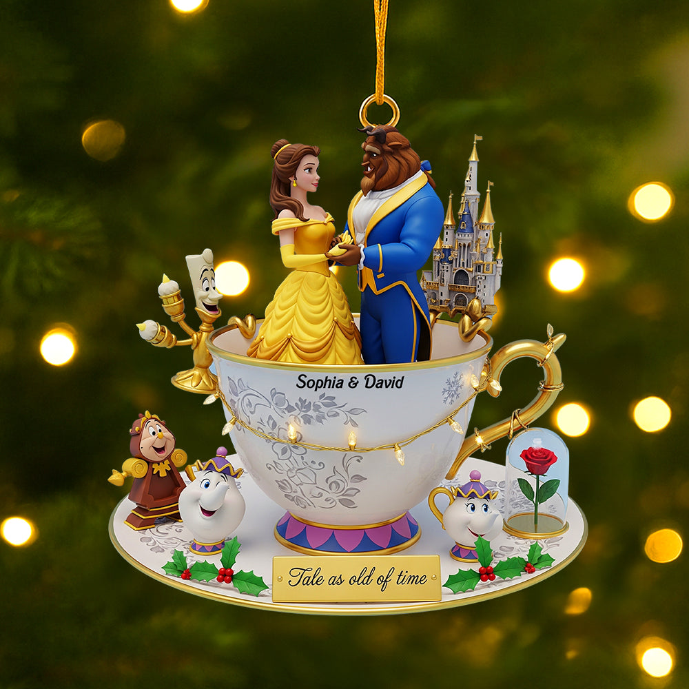 Tale As Old As Time - Personalized Christmas Acrylic Ornament For Couples - Image 3