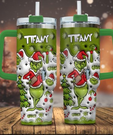 Grinch Merry Grinchmas - Personalized Stole Christmas Tumbler With Handle