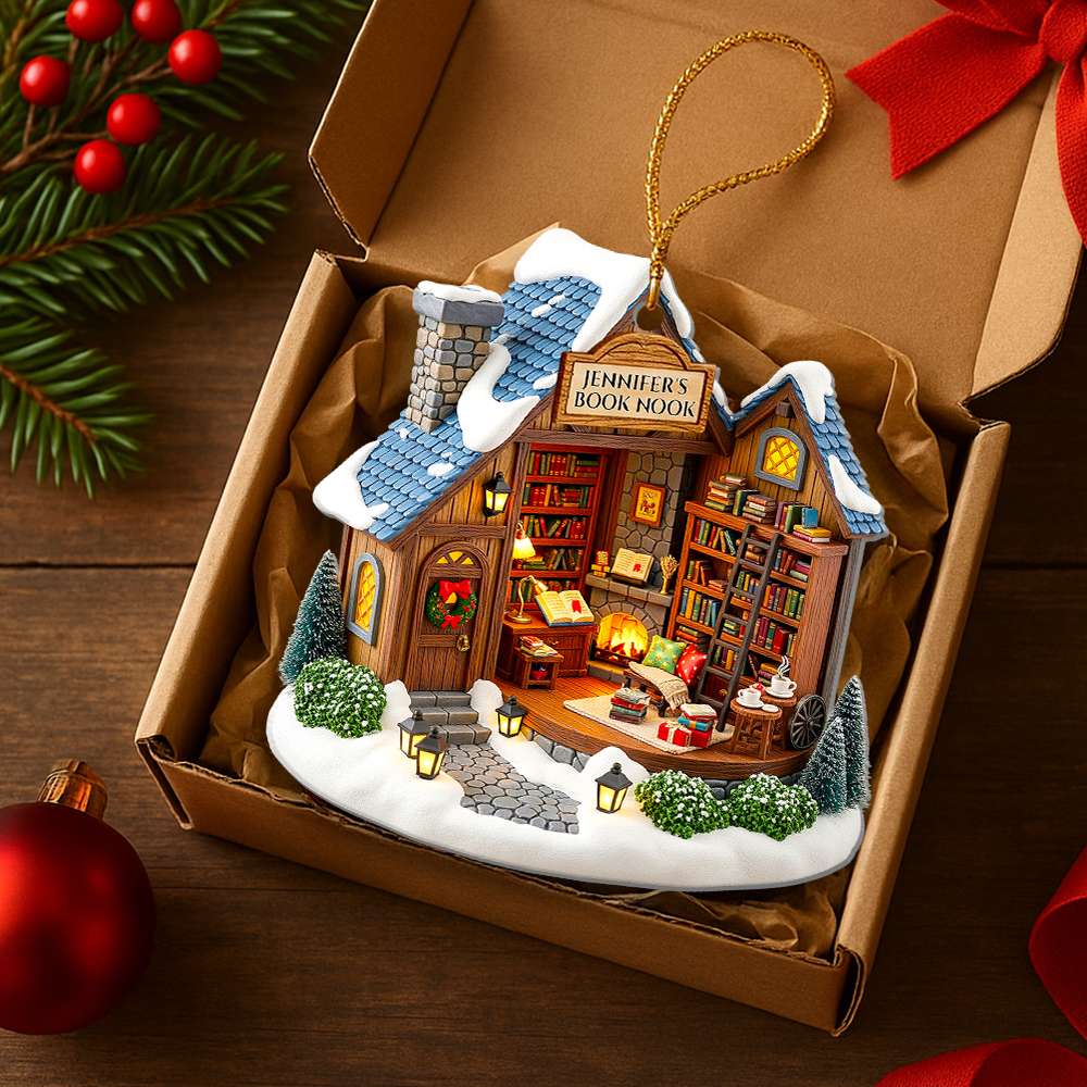 A Cozy Retreat For Every Book Lover - Personalized Book Nook Christmas Ornament - Custom Gift For Readers, Friends, Family - Image 2