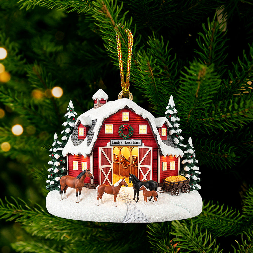 Home Sweet Barn - Personalized Farm Style Christmas Ornament For Horse Lovers - Image 2