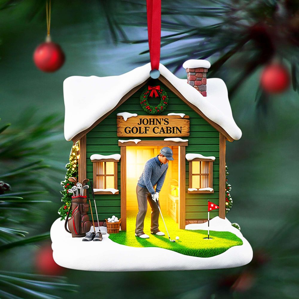 “Tee Off Into Joy!” - Custom Golf Cabin Christmas Ornament - Personalized Gift For Golf Lovers - Image 3