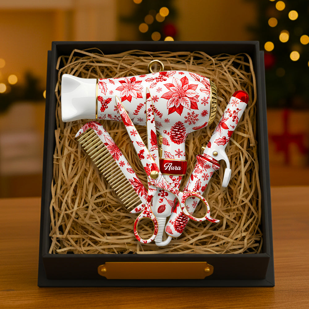 Celebrate Your Passion: Hairstylist Toile De Jouy Ornament - Personalized Christmas Gift - Image 4