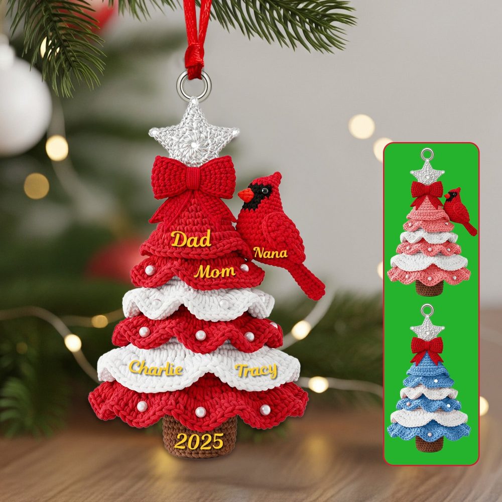 “Celebrate Family Moments” - Personalized Family Christmas Tree Acrylic Ornament - Unique Gift For Parents, Grandparents, And Loved Ones