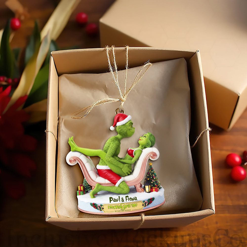 Naughty Green Couple Ornament - Personalized Gift For Couples - Image 4