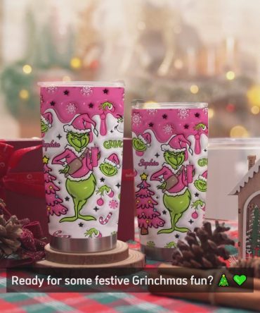 Grinch Merry Grinchmas - Personalized Stole Christmas Tumbler With Handle