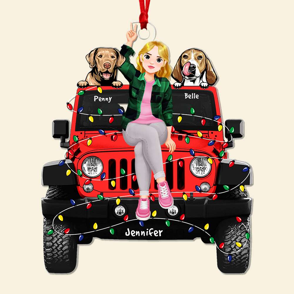 Custom Christmas Ornament For Dog Lovers - Personalized Jeep Decoration - Image 2