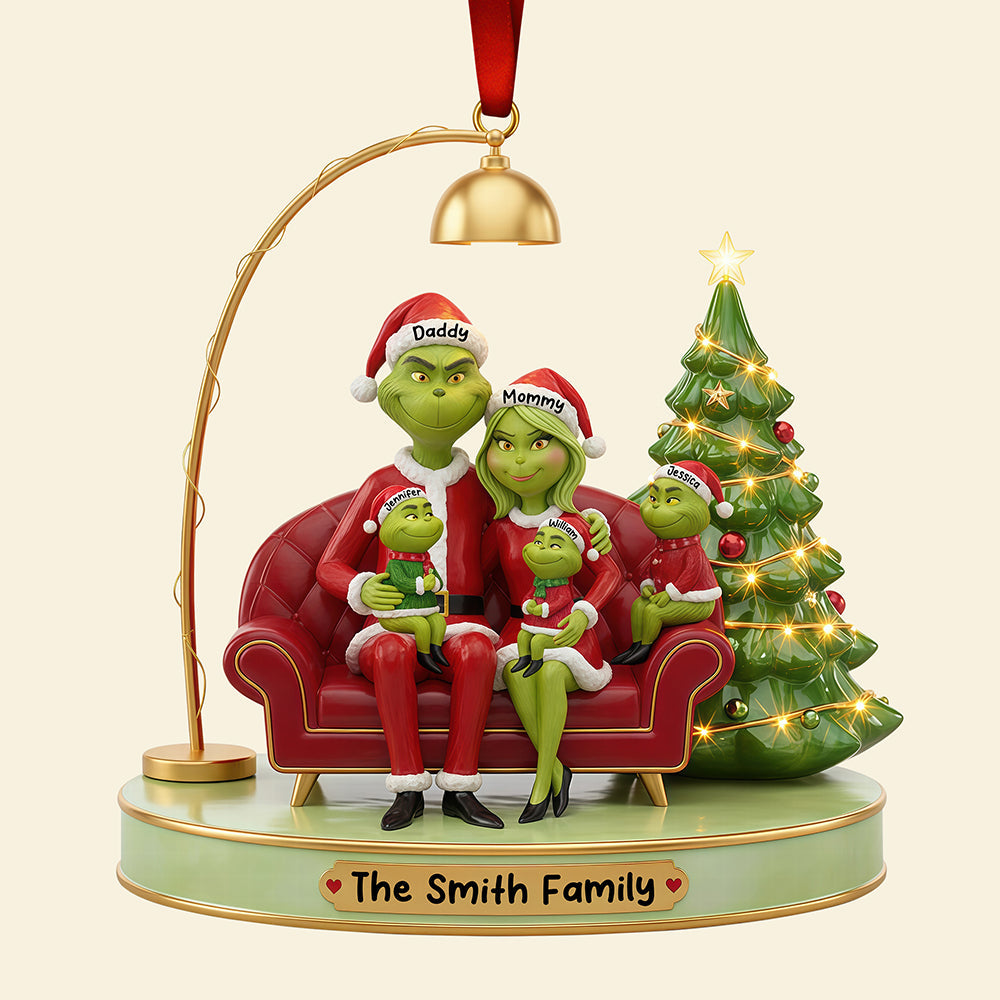 Celebrate Family Joy: Funny Green Family Christmas Ornament - Personalized Gift For Everyone - Image 4
