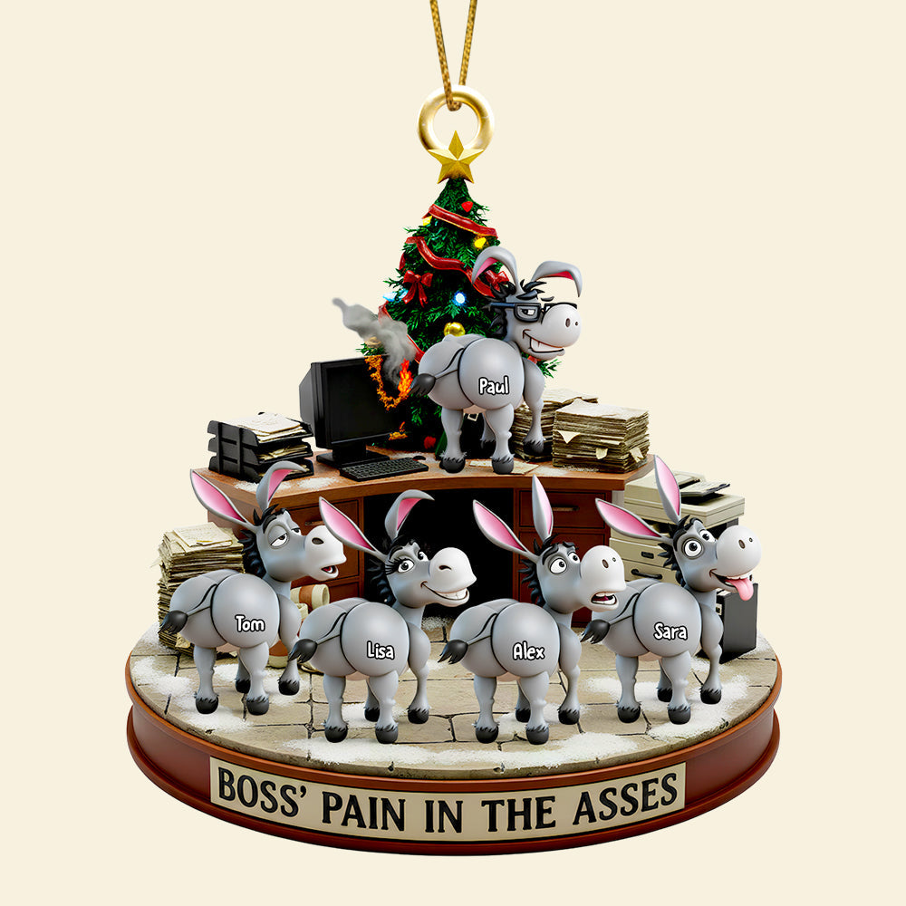 “Bring Joy To Your Workspace!” - Fun Donkey Coworkers Ornament, Personalized Gift For Boss - Image 3