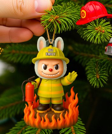 Brave Firefighter Bunny Ornament - Personalize Your Gift For Firefighters