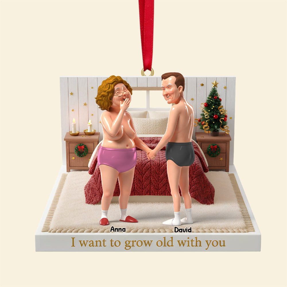 I Want To Grow Old With You - Personalized Funny Gift For Old Couples - Custom Christmas Ornament - Image 4