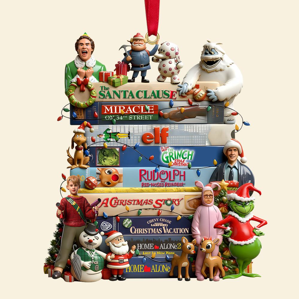 Bring Holiday Cheer With Our Classic Christmas Movies Stack Ornament - Personalized Gift For Movie Fans - Image 4