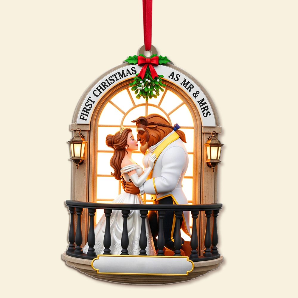 “First Christmas As Mr. & Mrs.” - Personalized Couples Acrylic Ornament - Image 4