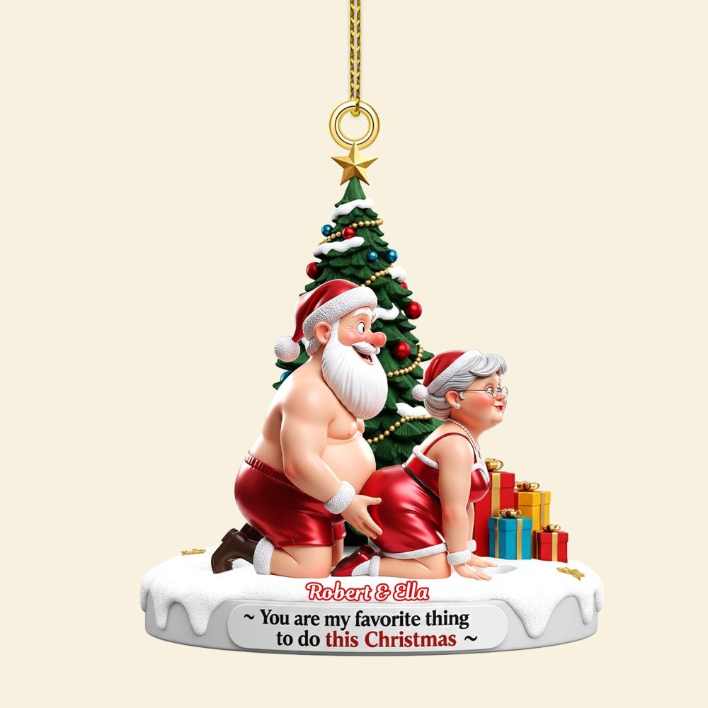 You Are My Favorite Thing To Do - Personalized Old Naughty Couple Christmas Ornament - Image 3