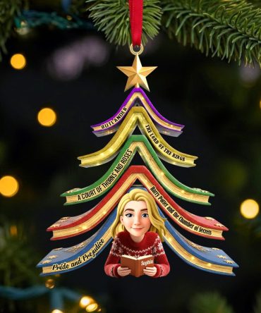 “Every Book Is A New Adventure.” - Personalized Reading Girl Christmas Ornament - Gift For Book Lovers