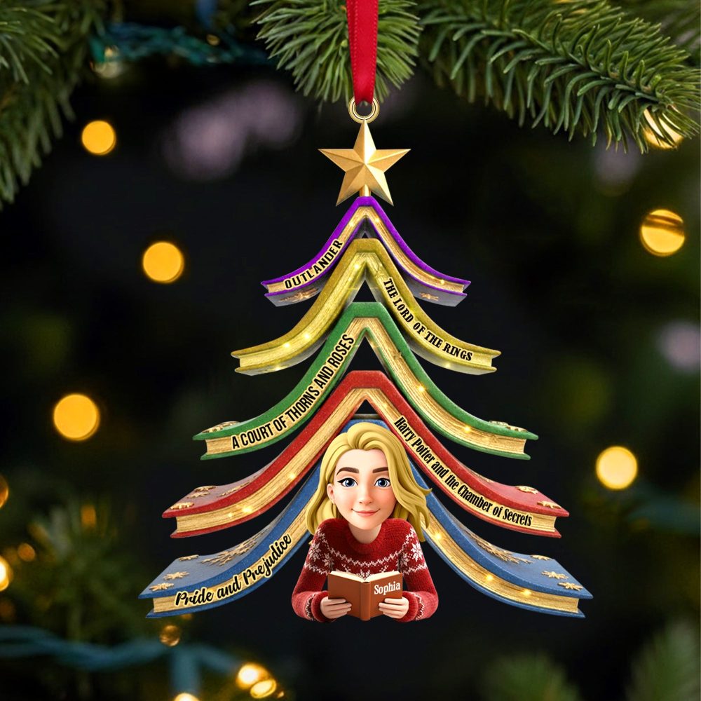 “Every Book Is A New Adventure.” - Personalized Reading Girl Christmas Ornament - Gift For Book Lovers
