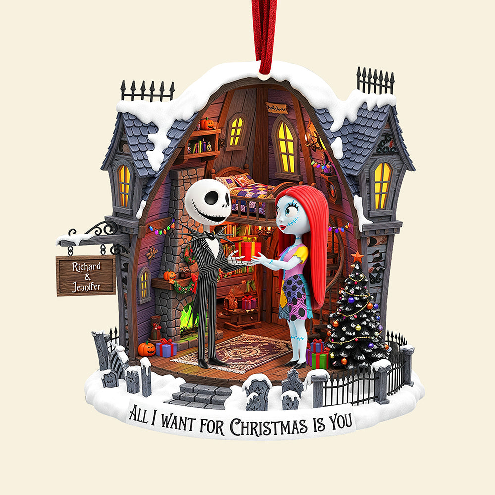 All I Want For Christmas Is You - Spooky Couple Christmas Ornament - Personalized Gift For Couples - Image 4