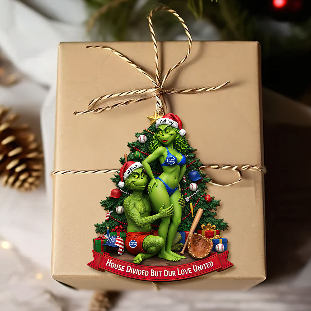 House Divided But Our Love United - Personalized Baseball Ornament For Couples - Image 2