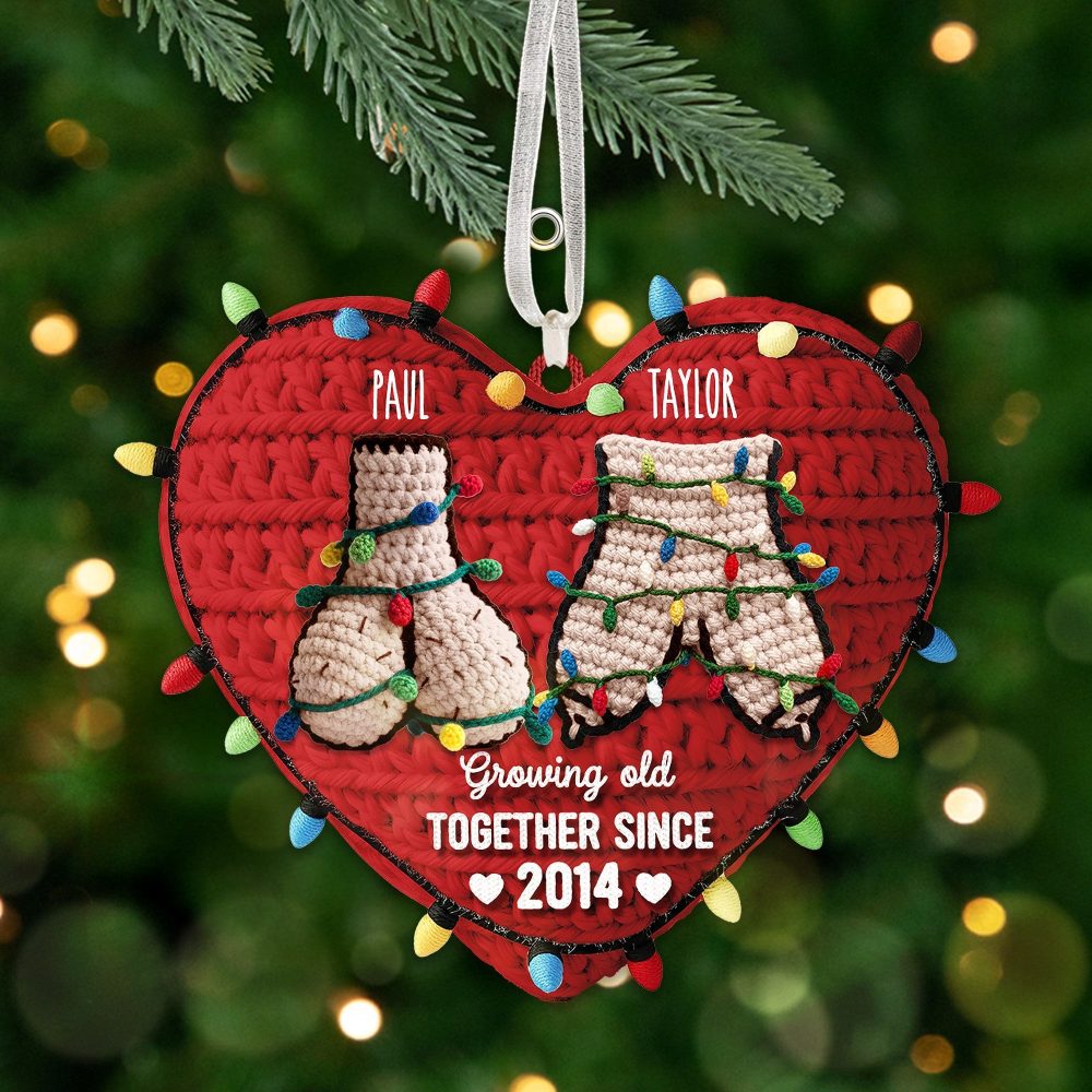 Growing Old Together Since 2014 - Personalized Christmas Ornament For Funny Couples - Image 2