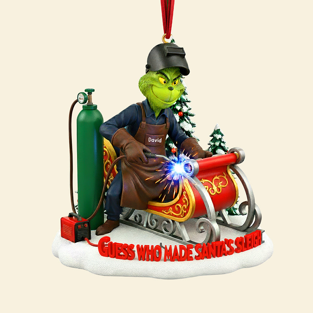 “Guess Who Made Santa'S Sleigh?” - Personalized Badass Welder Christmas Ornament - Image 4