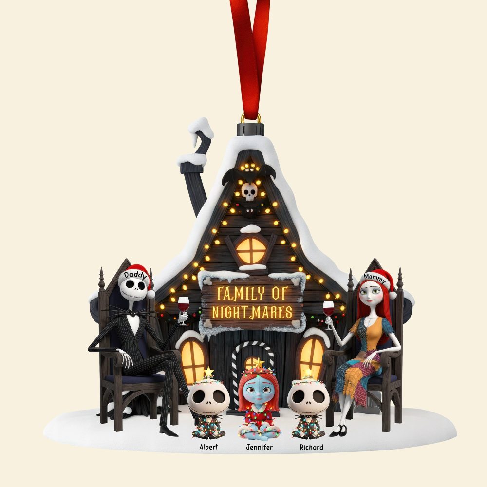 “Bring Joy To Your Spooky Family Holiday!” - Spooky Family Christmas Ornament - Personalized Gift For Families - Image 4