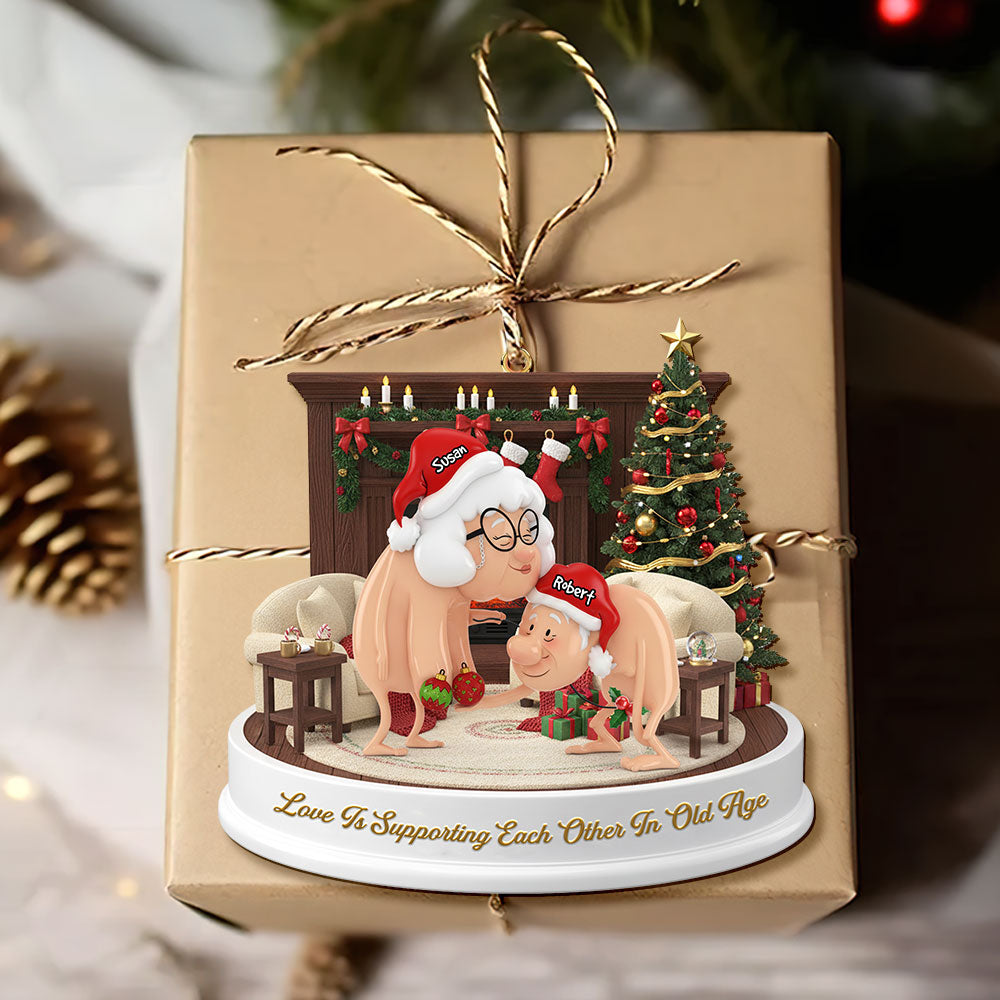 Love Is Supporting Each Other In Old Age - Funny Old Couple Ornament - Personalized Christmas Gift For Couples - Image 4