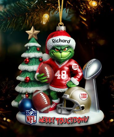 Merry Touchdown Christmas Ornament - Personalized Gift For Nfl Fans