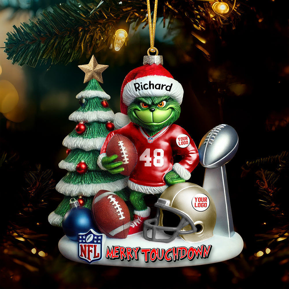Merry Touchdown Christmas Ornament - Personalized Gift For Nfl Fans