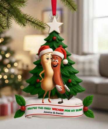 You'Re The Only Wiener For My Bun - Cute Food Duo Ornament - Personalized Gift For Couples