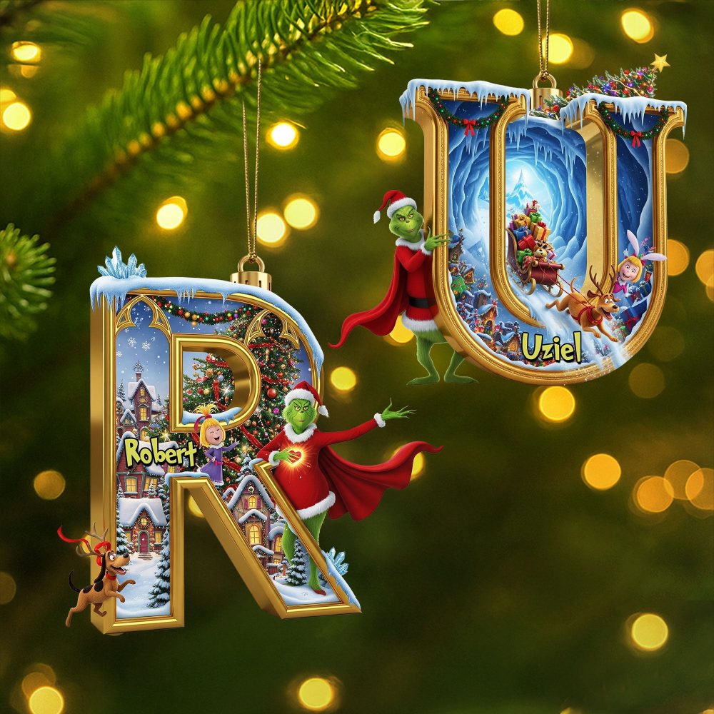 Celebrate With Laughter: Funny Green Guy Ornament - Personalized Letter Gifts For Everyone!