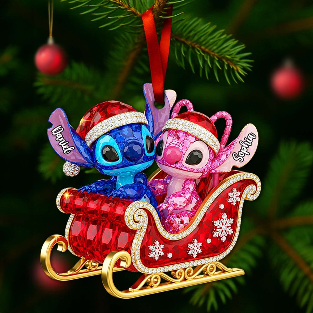 Bring The Magic Of Christmas To Your Tree! - Alien Couple Sleigh Christmas Ornament - Personalized Gift For Couples, Friends, Or Family